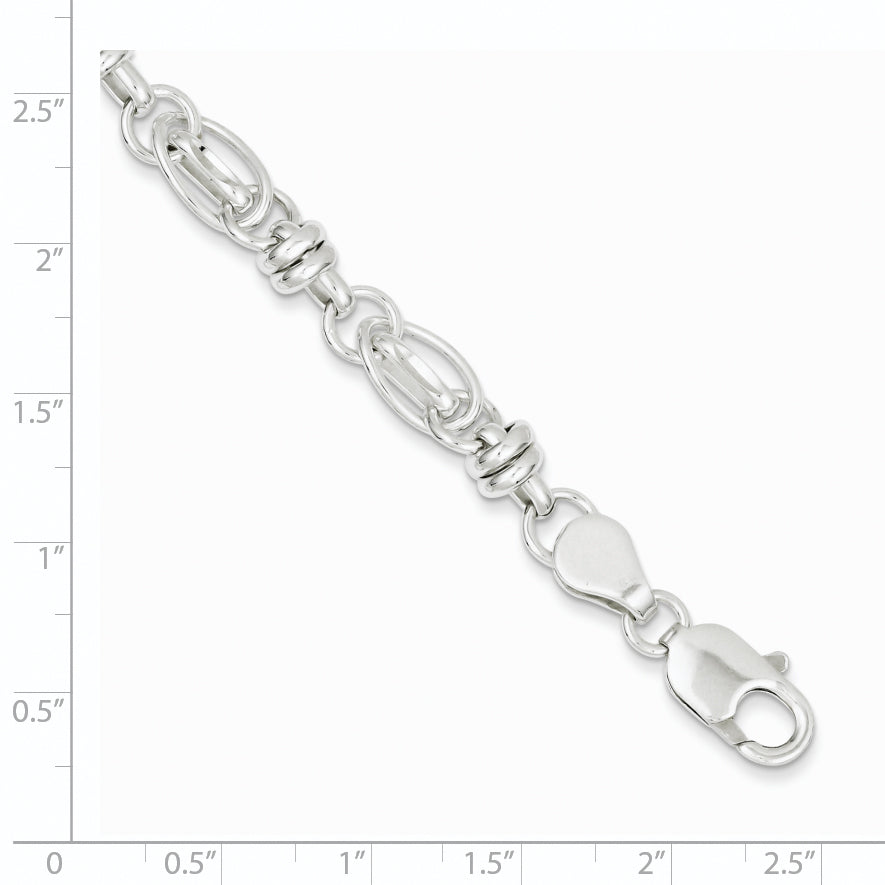 Sterling Silver 7.5inch Polished Diamond-cut Fancy Link Bracelet