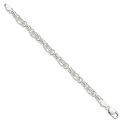 Sterling Silver 7.5inch Polished Diamond-cut Fancy Link Bracelet