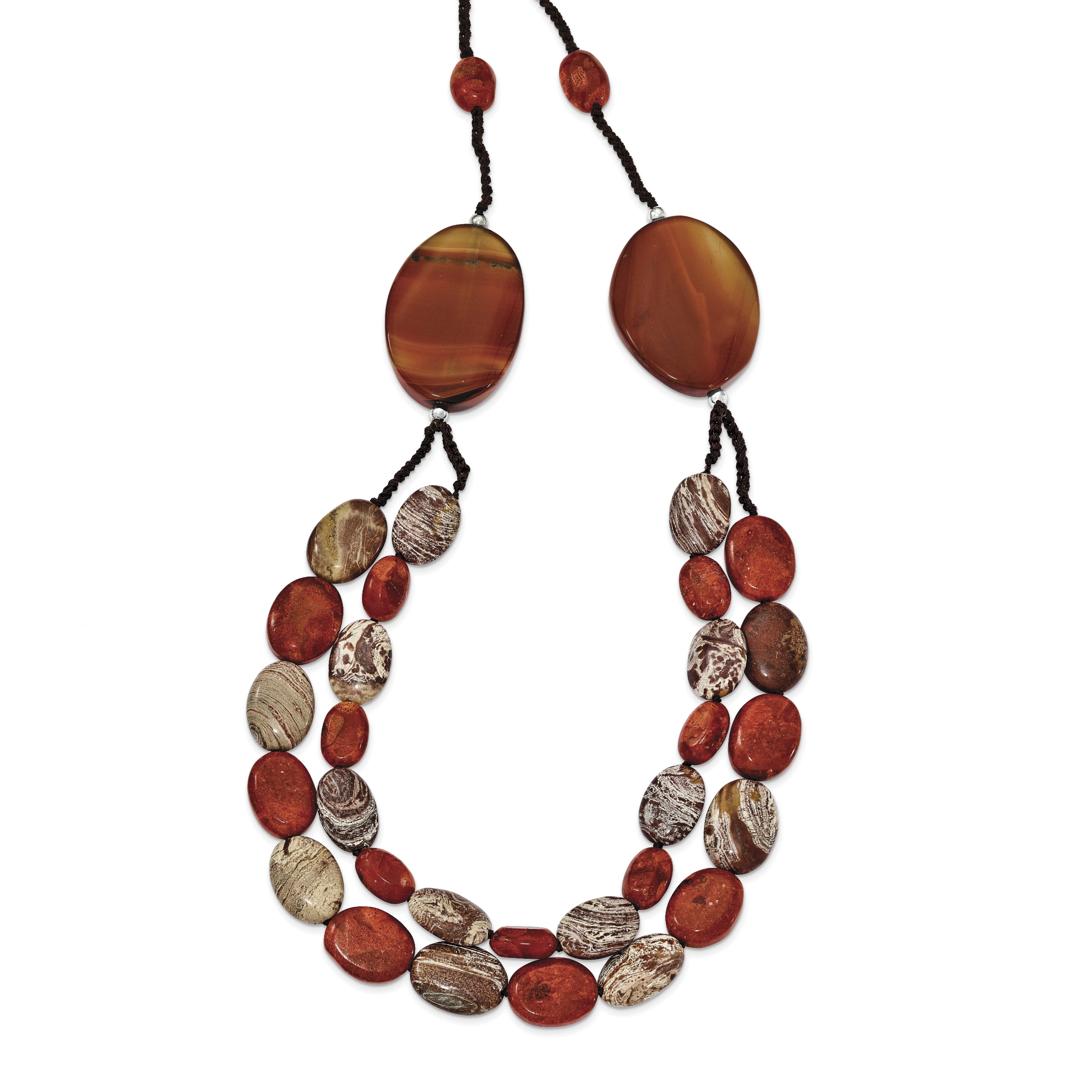 Sterling Silver 26-Inch Red Stone Necklace with Polished Finish