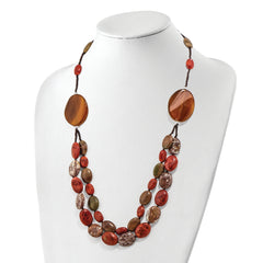 Sterling Silver 26-Inch Red Stone Necklace with Polished Finish