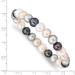 Sophia Jewelers Multicolor Freshwater Pearl Stretch Bracelet Handmade Elegance