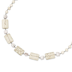 Sterling Silver 925 Necklace with Cultured Pearls & Magnesite Beads