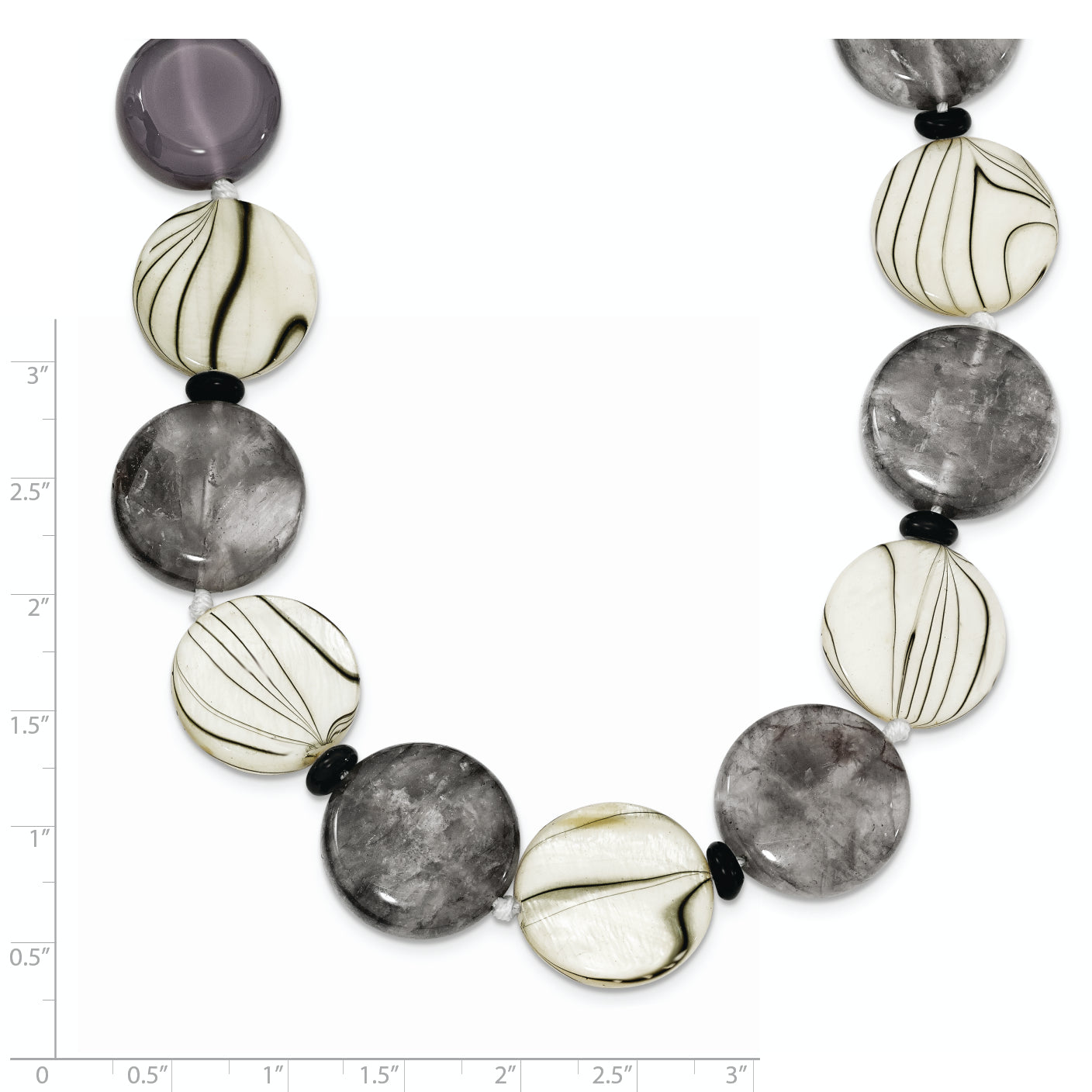 Sterling Silver 925 Agate and MOP Necklace with Polished Finish