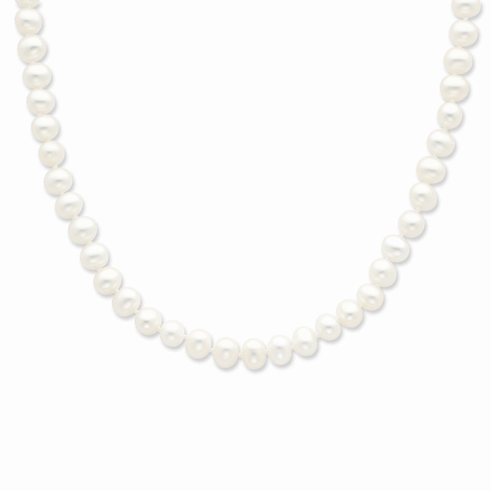 Sterling Silver Rhodium-plated 6-7mm White FWC Pearl Necklace