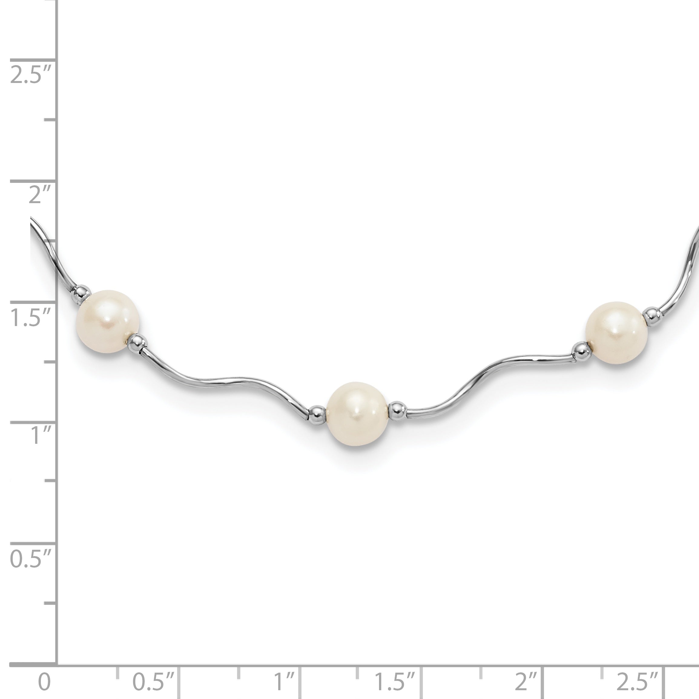 Sterling Silver RH-plated 6-7mm White FW Cultured Pearl Necklace