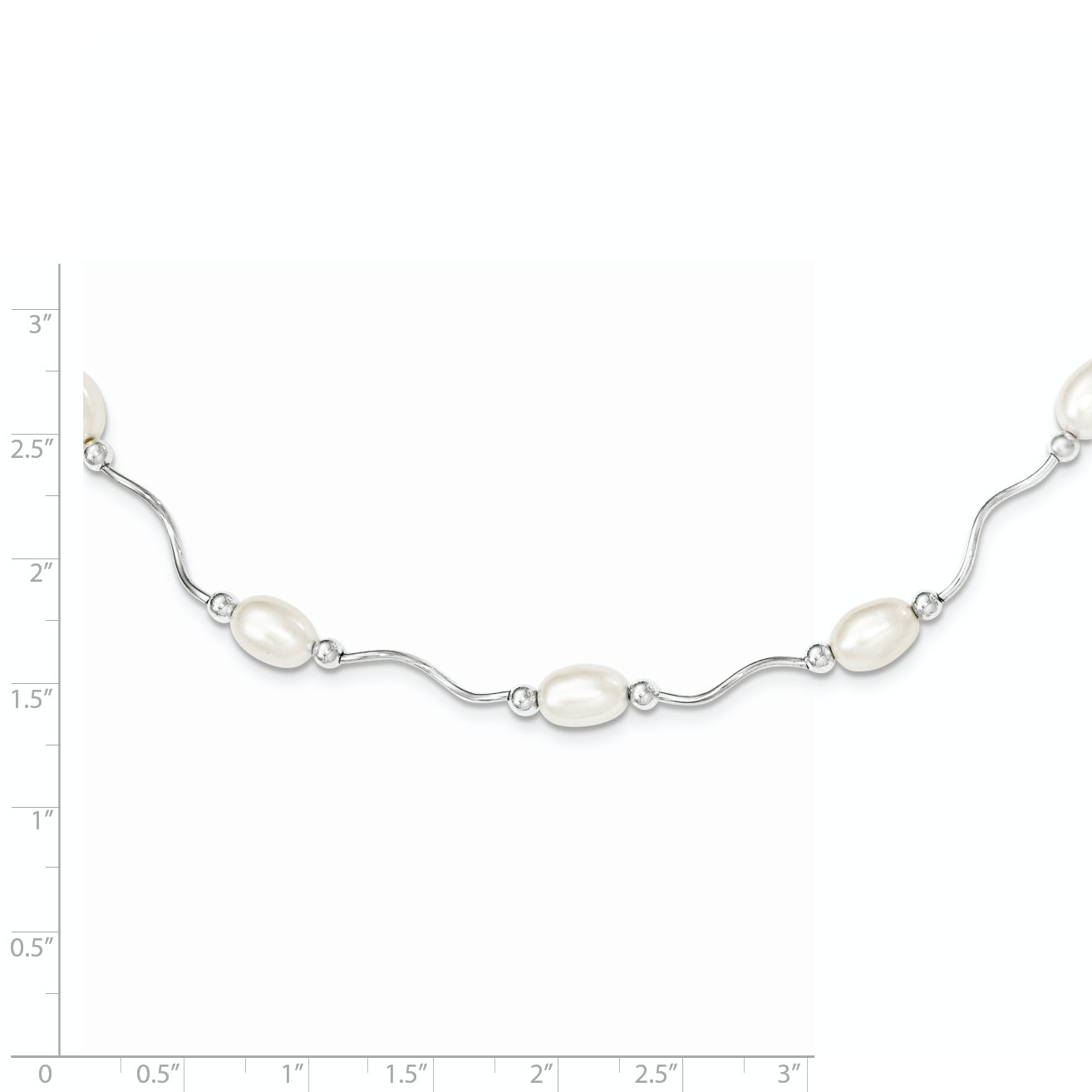 Sterling Silver Rh-plated 6-7mm White FW Cultured Pearl Necklace