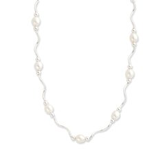 Sophia Jewelers Elegant Sterling Silver Pearl Necklace with Rhodium Plating