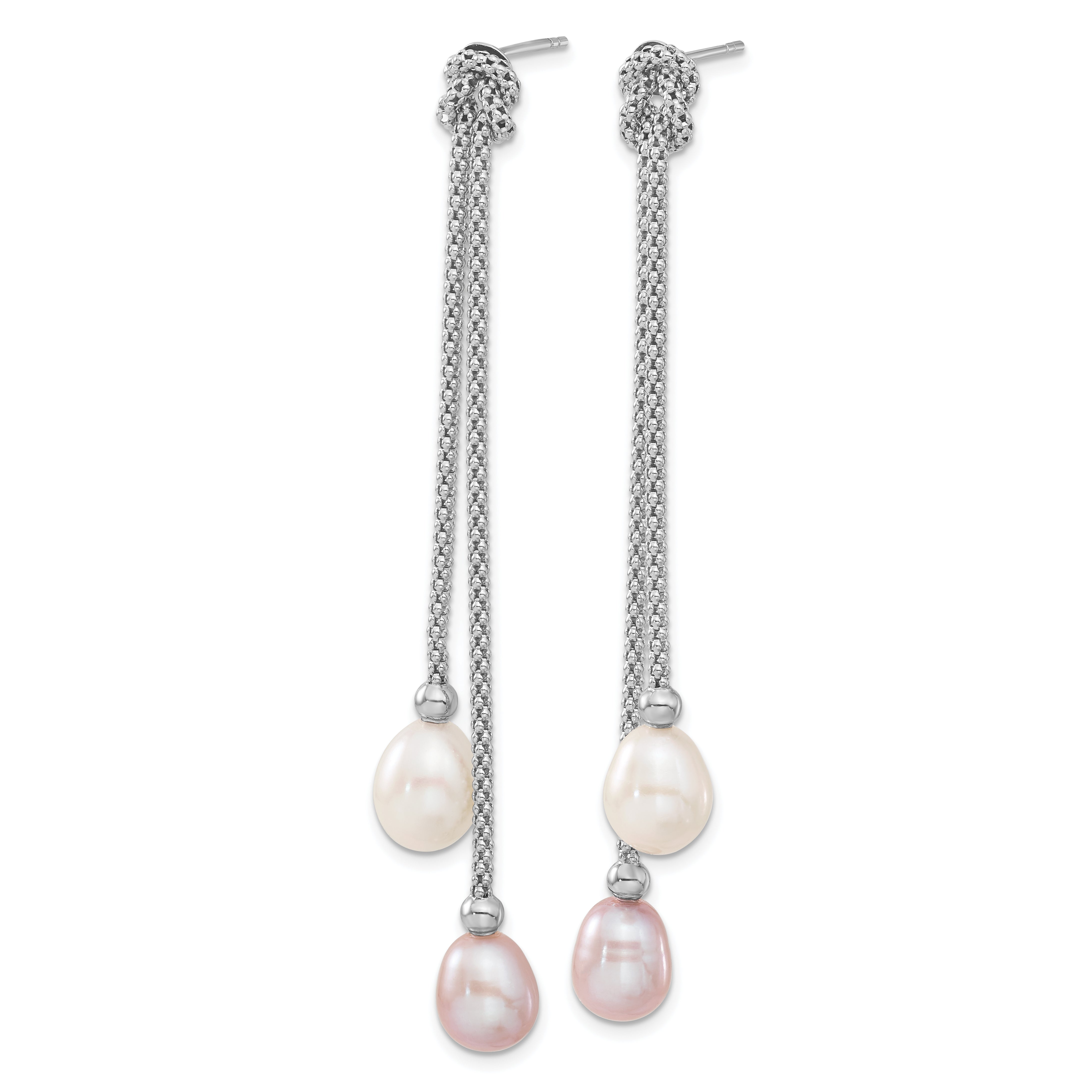 Sterling Silver Rhodium FWC Pearl Knot 18 in. Necklace/Earring Set