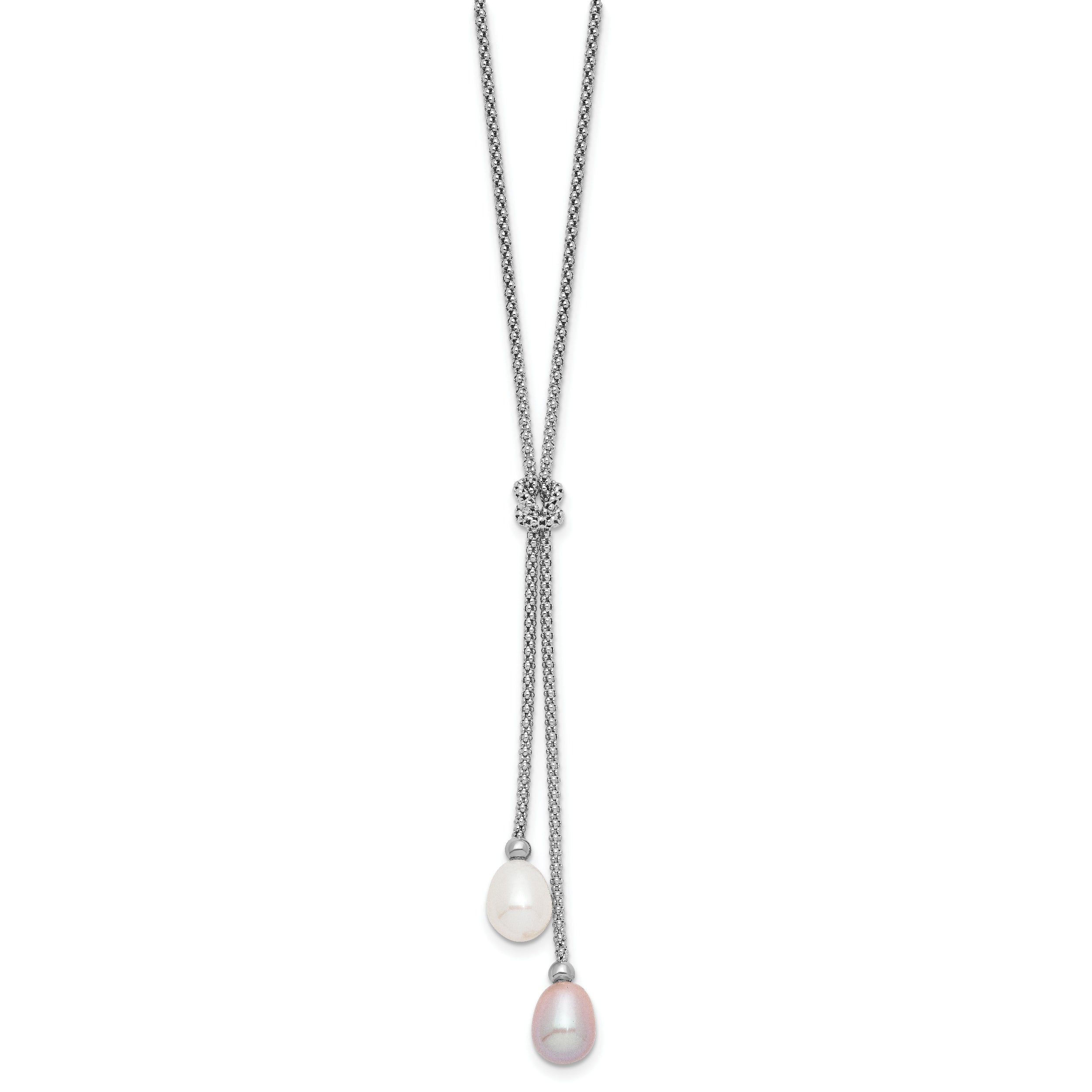 Sterling Silver Rhodium FWC Pearl Knot 18 in. Necklace/Earring Set