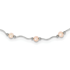 Sterling Silver Rh-plated 6-7mm Pink FW Cultured Pearl Necklace