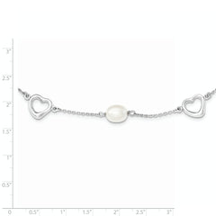 Sterling Silver Rhodium 7-8mm White FWC Pearl w/2in ext. Necklace