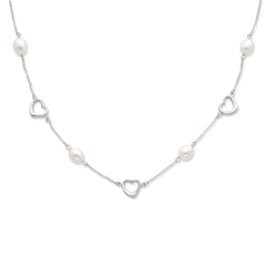 Sterling Silver Rhodium 7-8mm White FWC Pearl w/2in ext. Necklace