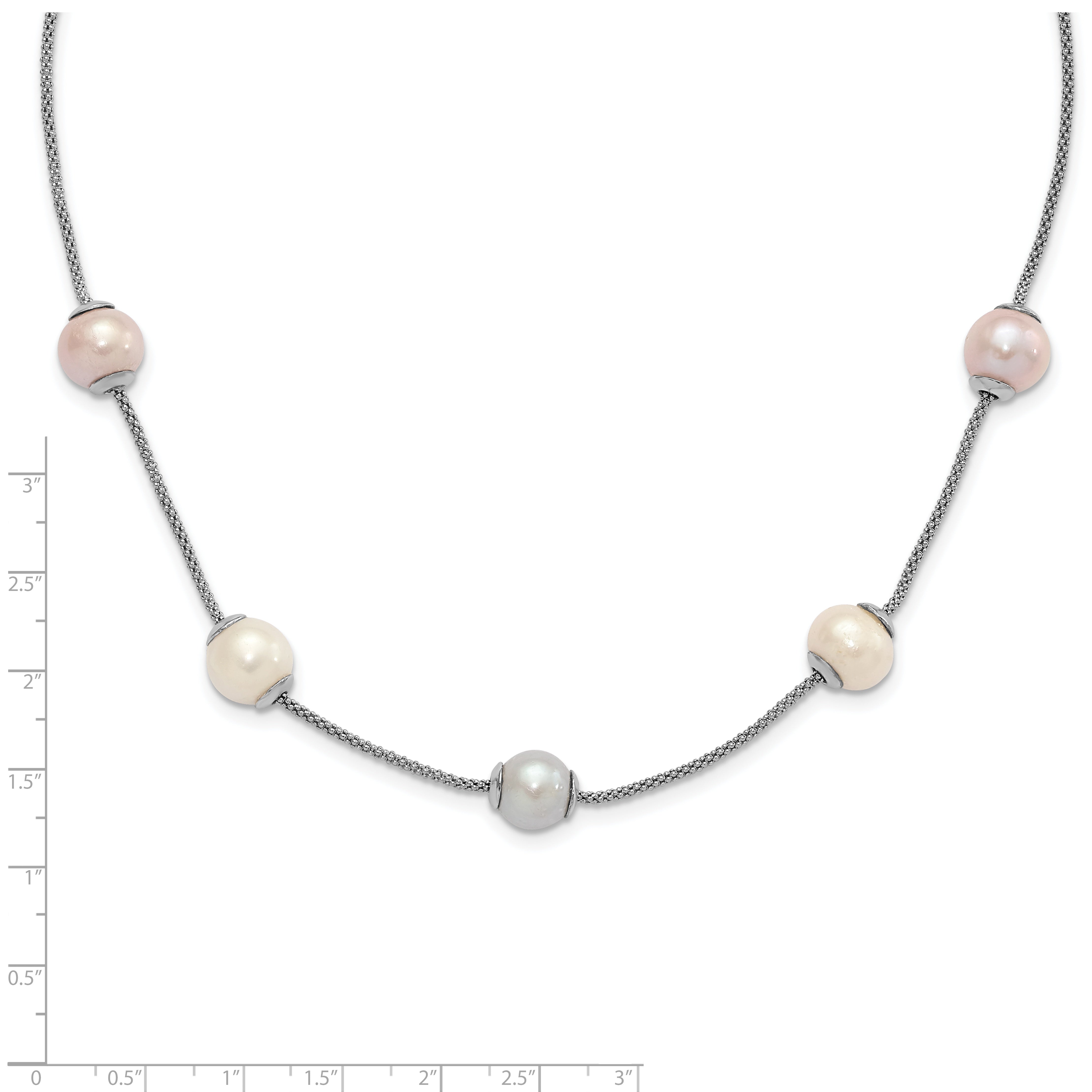 Sophia Jewelers Sterling Silver Multi-Color Freshwater Pearl Necklace with Extender