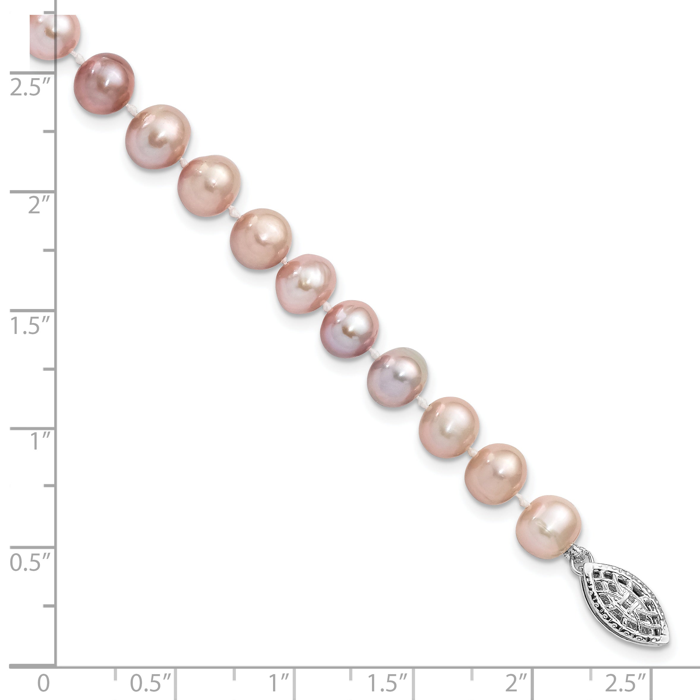 Sterling Silver Rh-plated 6-7mm Purple FW Cultured Pearl Bracelet