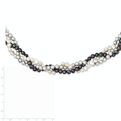 Sterling Silver 925 Pearl Necklace with Multi-Color Irregular Freshwater Pearls