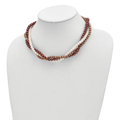 SS Rh-plated 5-6mm White, Brown, Beige FWC Pearl w/2in ext. Necklace