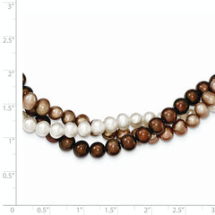 SS Rh-plated 5-6mm White, Brown, Beige FWC Pearl w/2in ext. Necklace