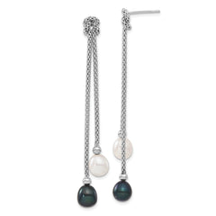 Sterling Silver Rhodium-plated FWC Pearl Knot 18 in. Neck/Earring Set