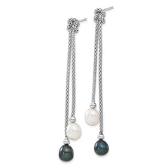 Sterling Silver Rhodium-plated FWC Pearl Knot 18 in. Neck/Earring Set