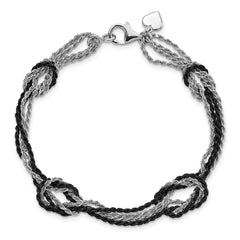 Sterling Silver Rhodium & Ruthenium-plated Fancy Knot Bracelet