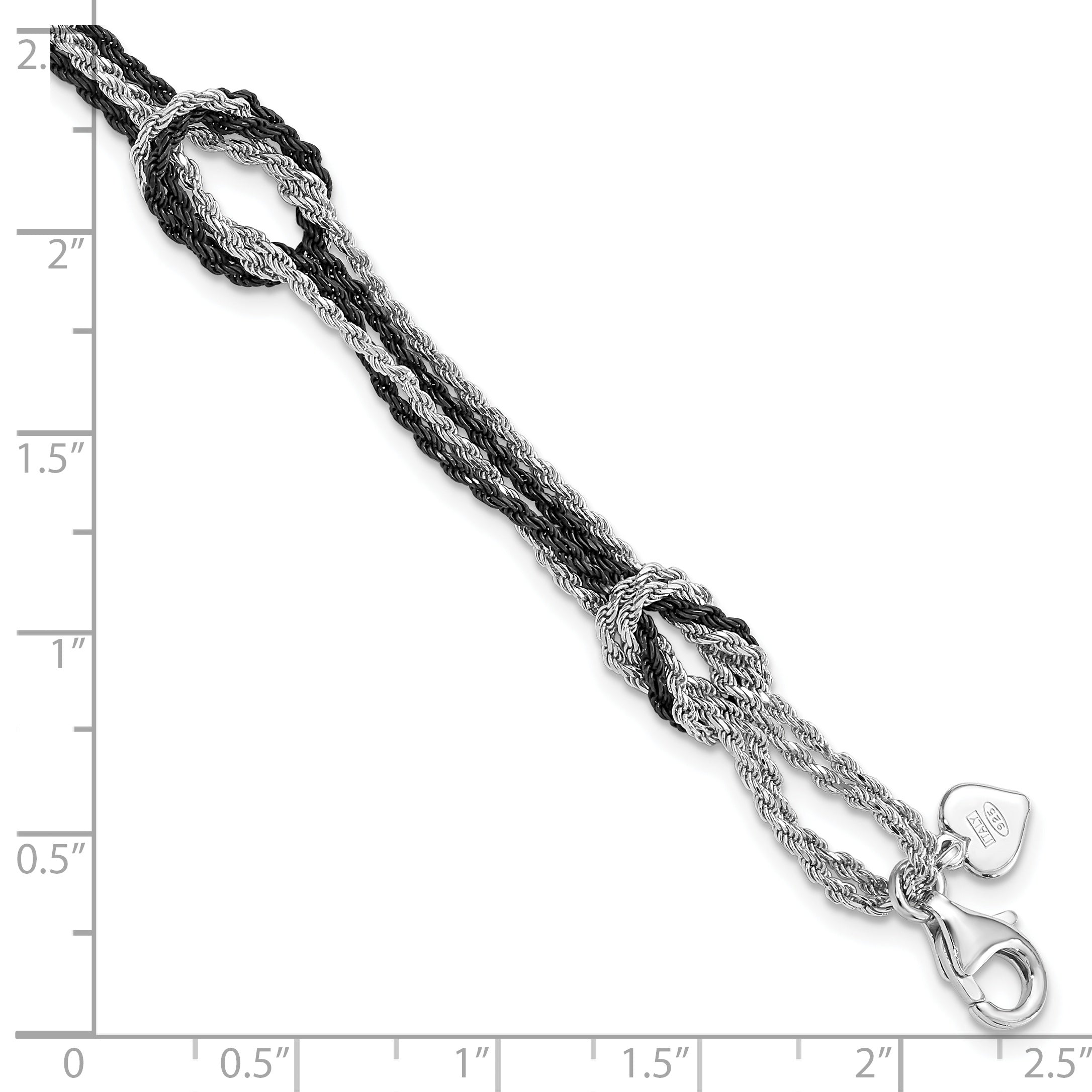 Sterling Silver Rhodium & Ruthenium-plated Fancy Knot Bracelet