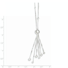 Sterling Silver Polished Beaded Tassel Necklace