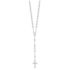 Sterling Silver Polished Rosary 26 inch Necklace