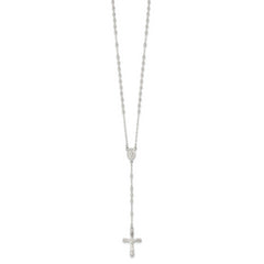 Sterling Silver Polished Crucifix Rosary 18 inch Necklace