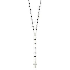 Sterling Silver Polished Black Onyx Rosary Necklace