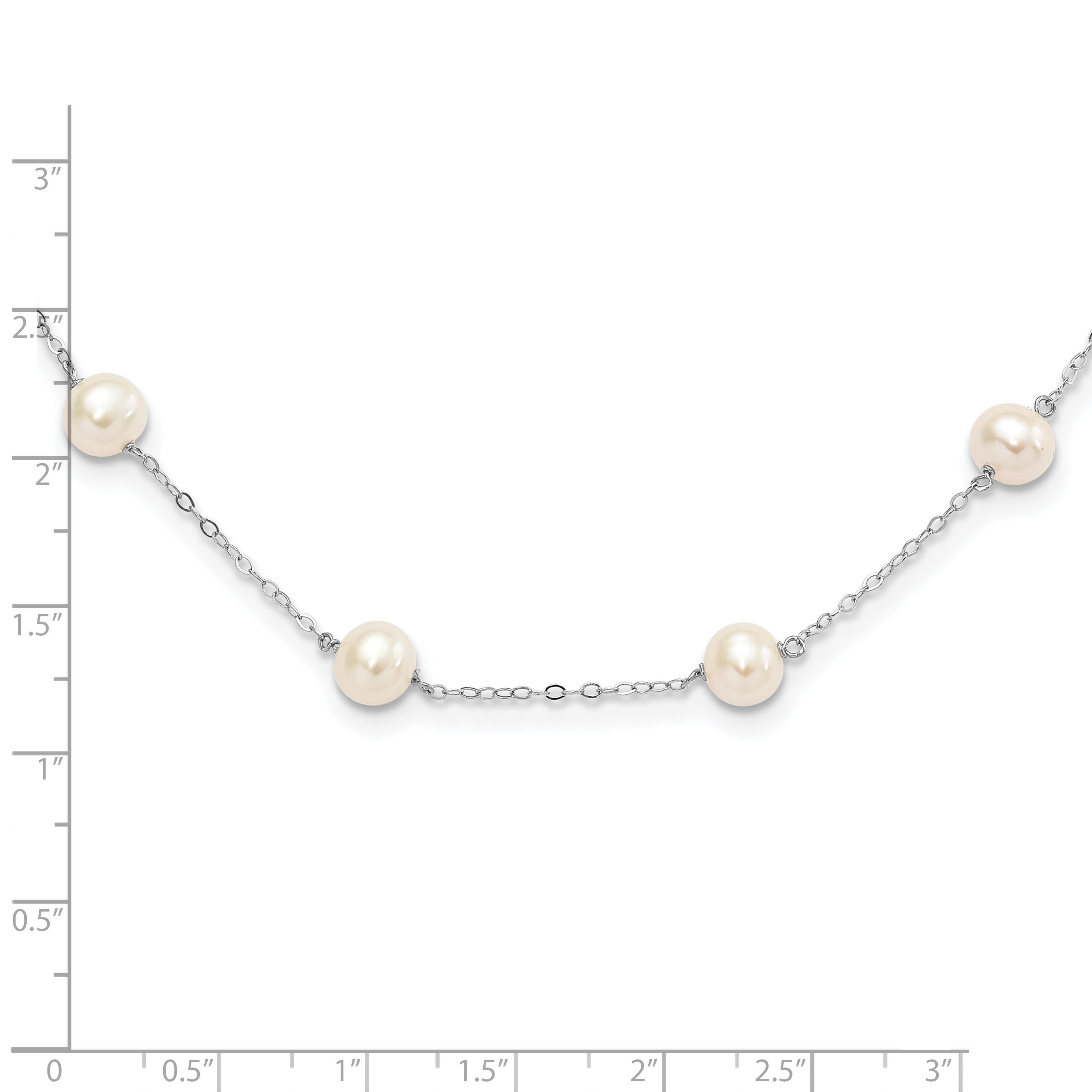 Sterling Silver Rh-plated Fresh Water Cultured Pearl Necklace