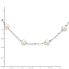 Sterling Silver Rh-plated Fresh Water Cultured Pearl Necklace