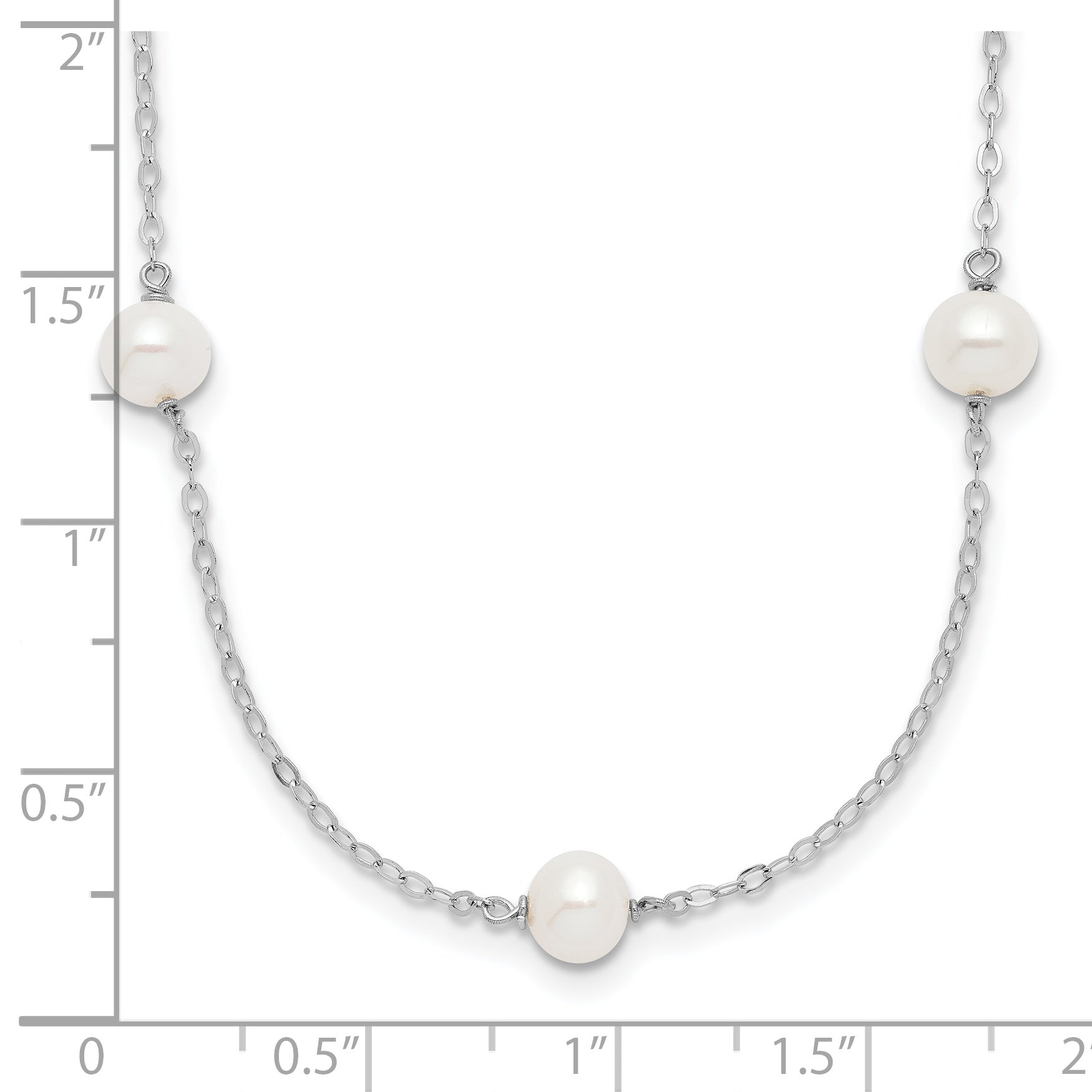 Sterling Silver Rh-plated (5-6mm) Fresh Water Cultured Pearl Necklace