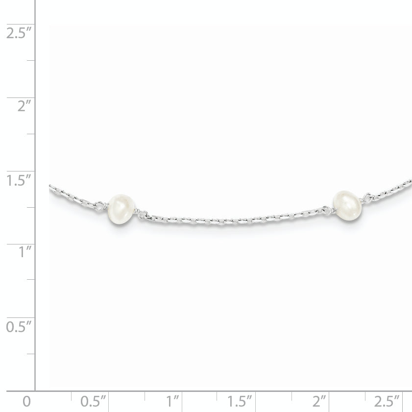 Sterling Silver RH-plated (4-5mm) FW Cultured Pearl Necklace