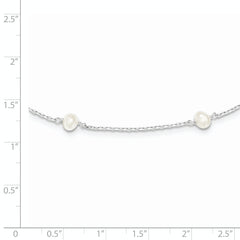 Sterling Silver RH-plated (4-5mm) FW Cultured Pearl Necklace