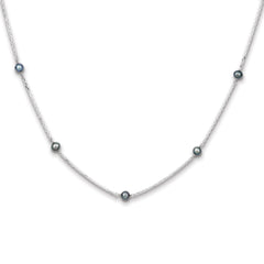 Sophia Jewelers Sterling Silver Peacock Pearl Necklace with Polished Finish