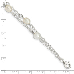 Sterling Silver White FW Cultured Pearl 7.5 inch Bracelet