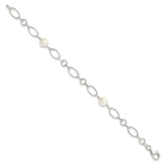 Sterling Silver Polished FW Cultured Pearl Bracelet