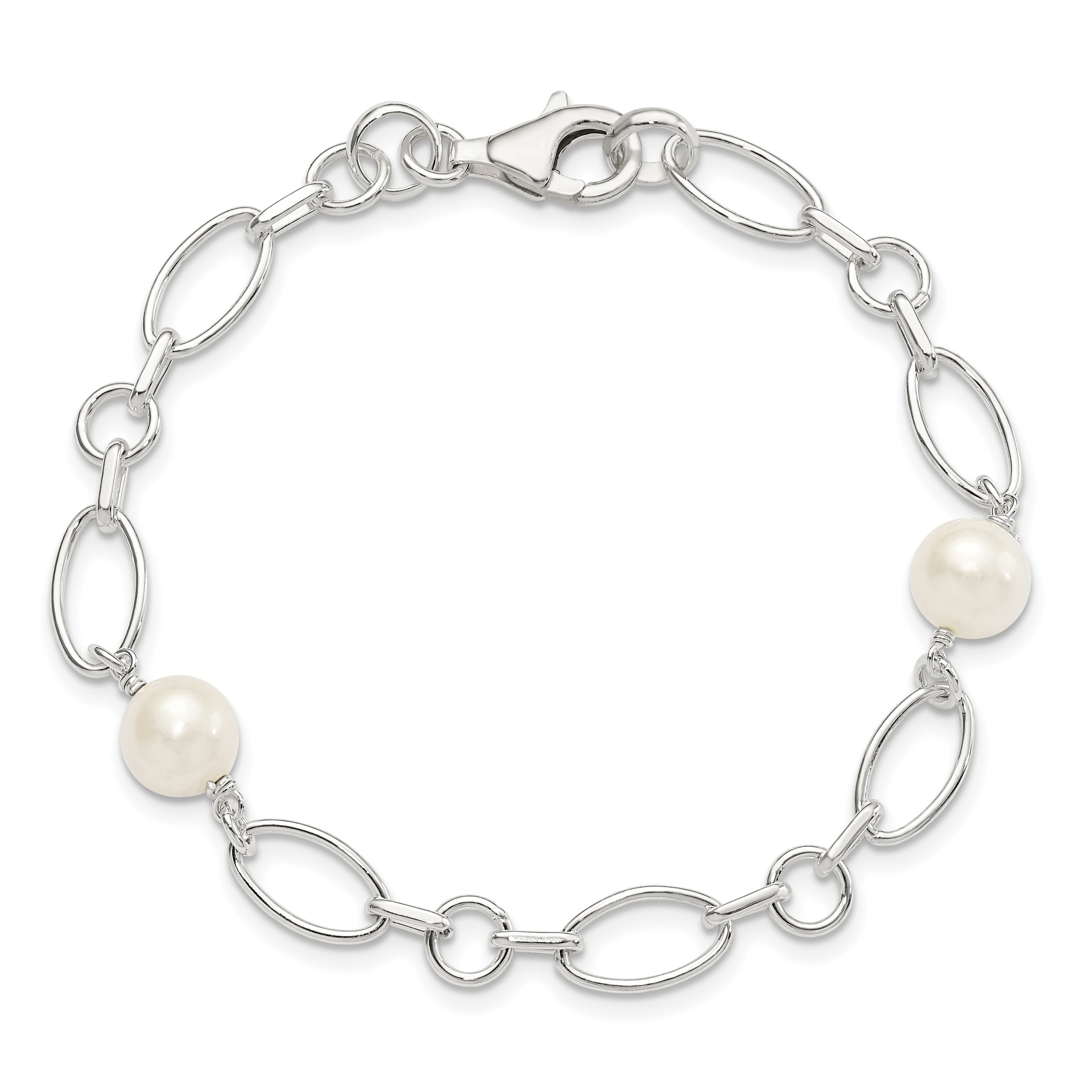 Sterling Silver Polished FW Cultured Pearl Bracelet