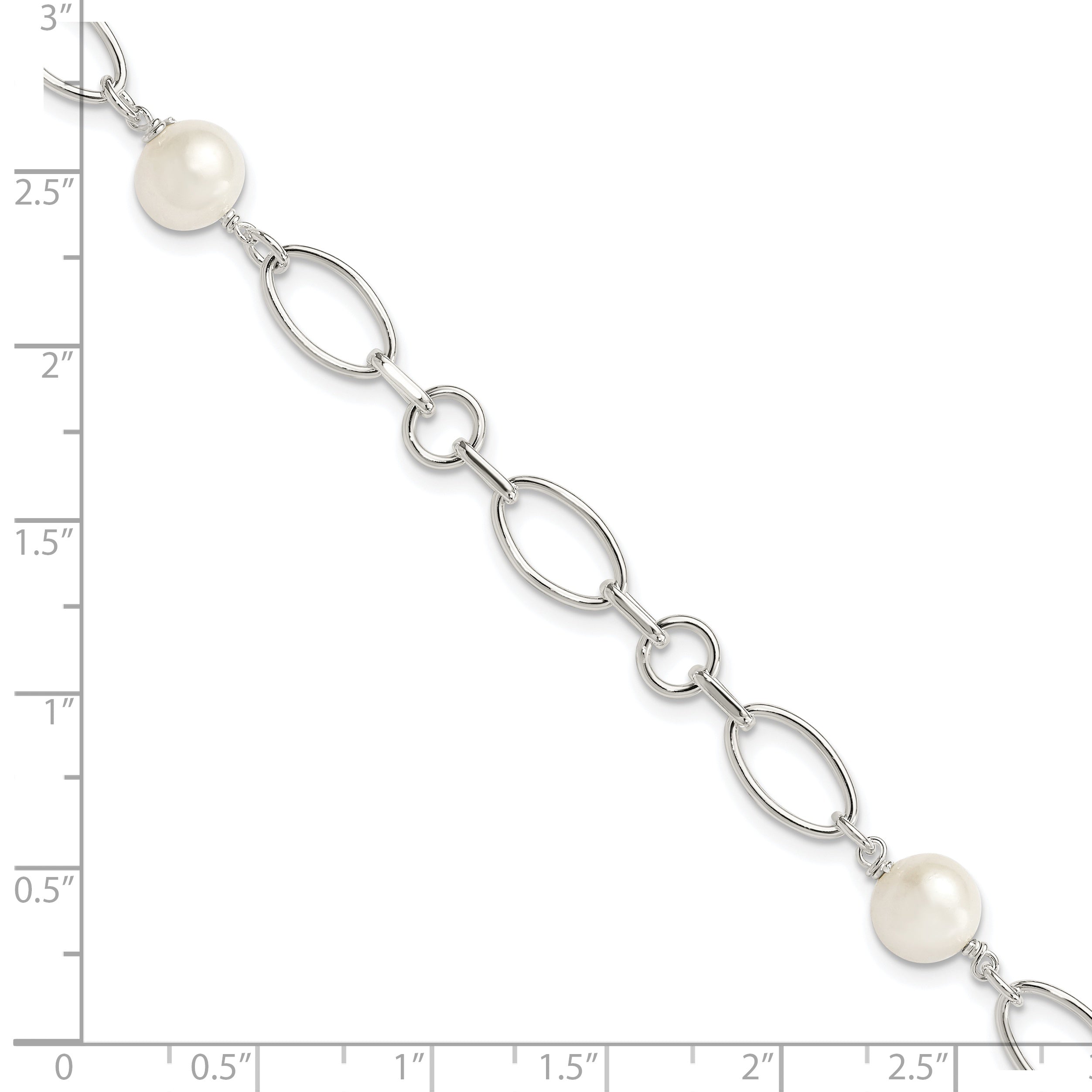 Sterling Silver Polished FW Cultured Pearl Bracelet