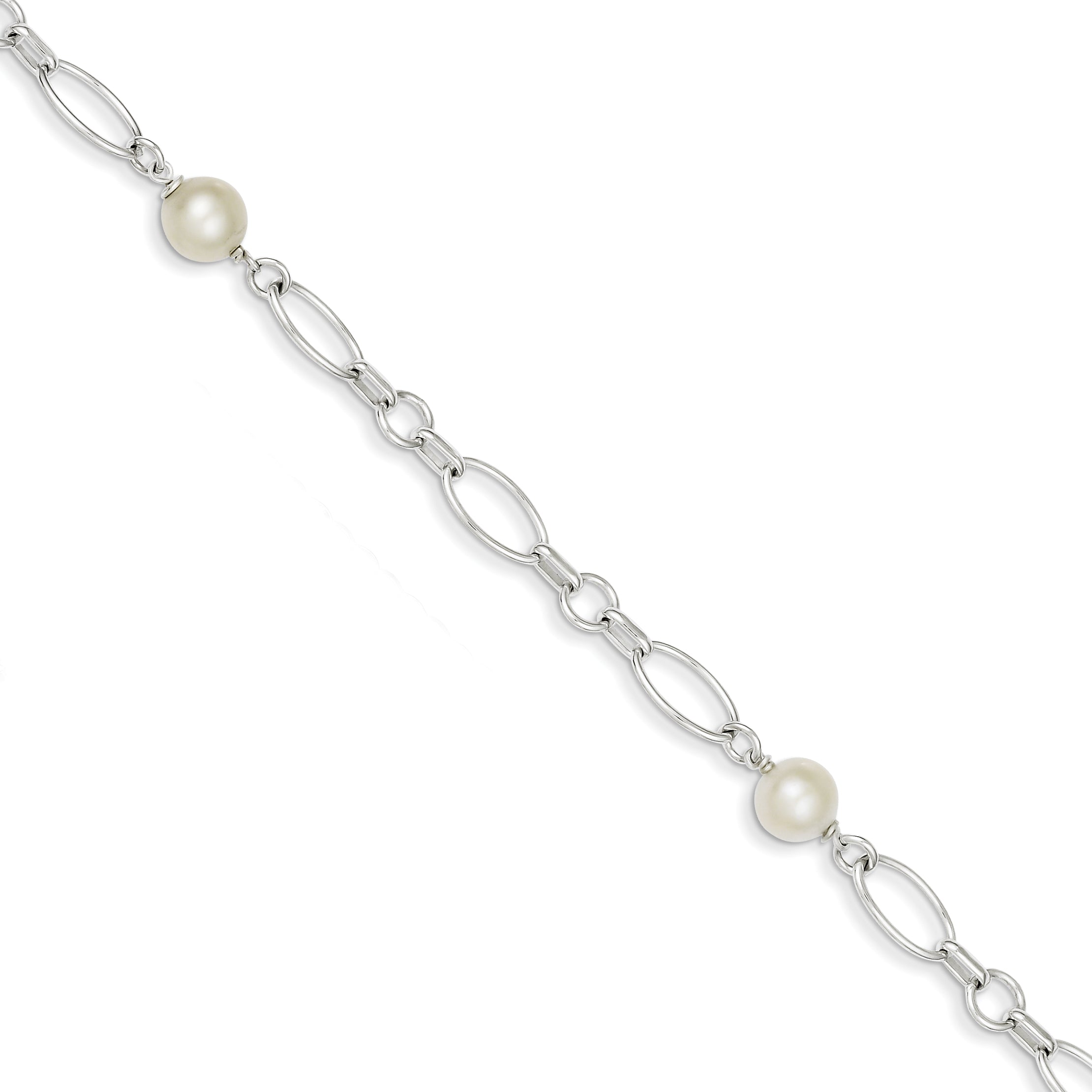 Sterling Silver Polished FW Cultured Pearl Bracelet