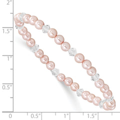 Girls' Pink Shell & Swarovski Crystal Stretch Bracelet Polished Elegant Design