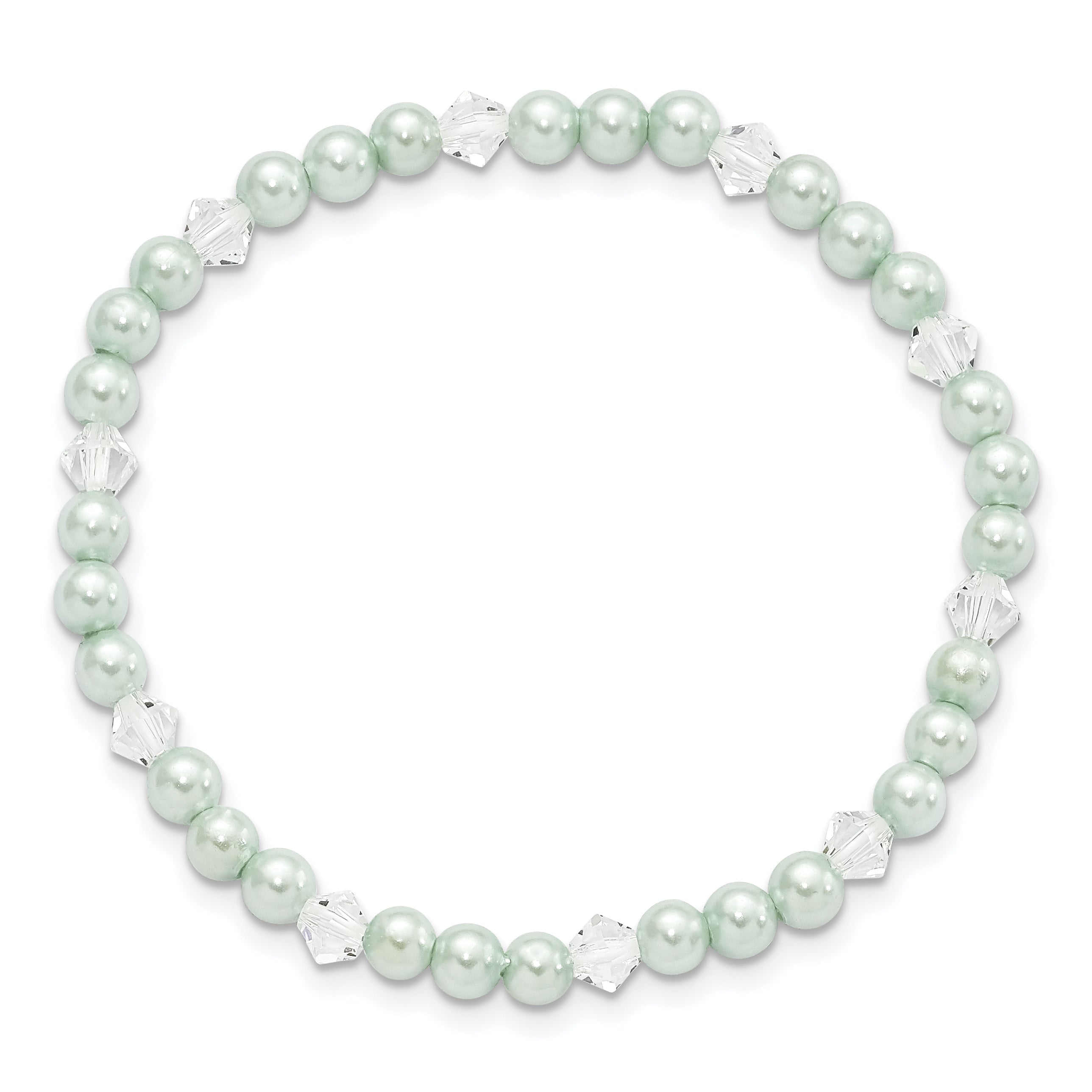 Sophia Jewelers Green Crystal Children's Stretch Bracelet with Shell Beads