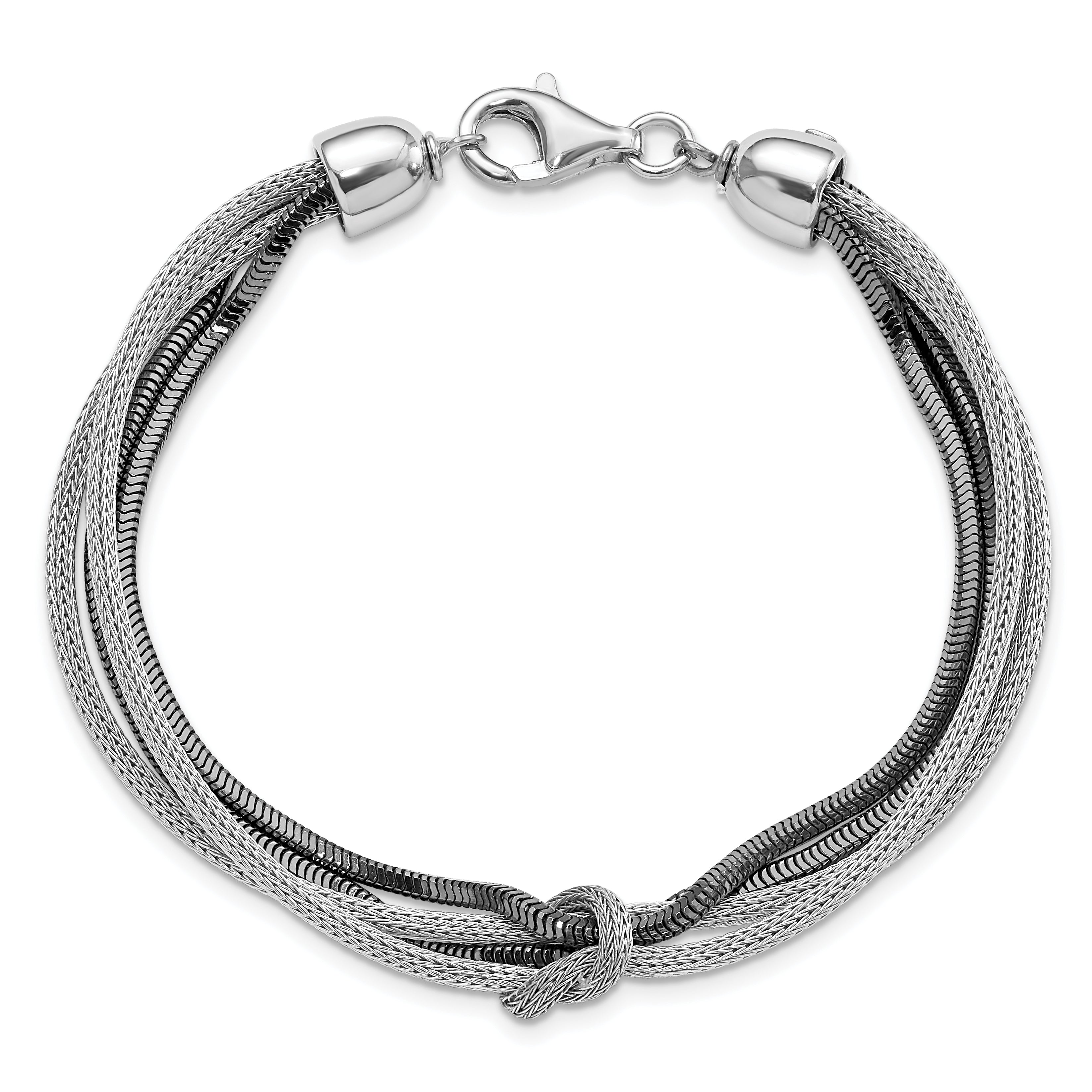 Sterling Silver & Black Rhodium 4-Strand Knotted Bracelet