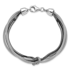 Sterling Silver & Black Rhodium 4-Strand Knotted Bracelet