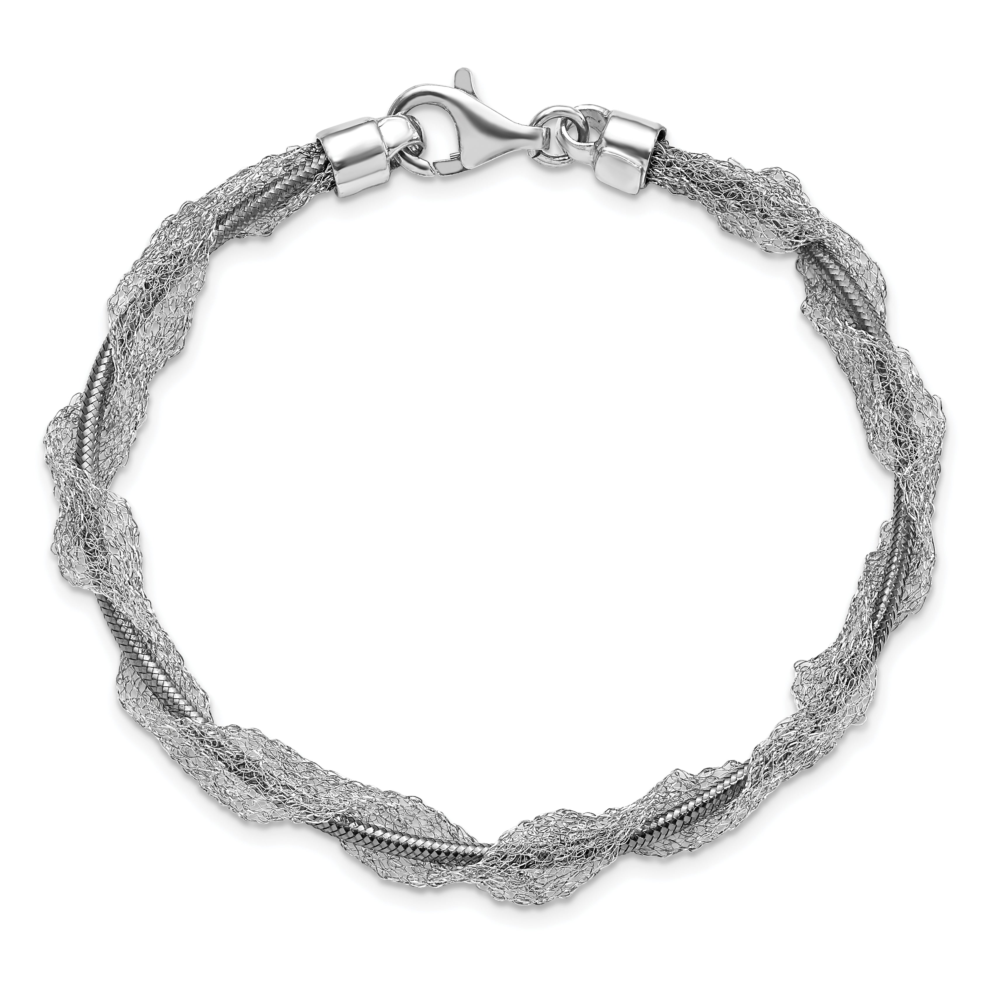 Sterling Silver Ruthenium-plated Fancy Mesh Twist Bracelet