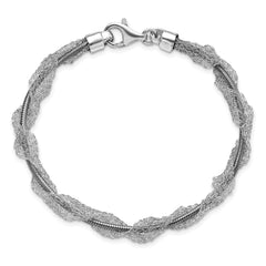 Sterling Silver Ruthenium-plated Fancy Mesh Twist Bracelet