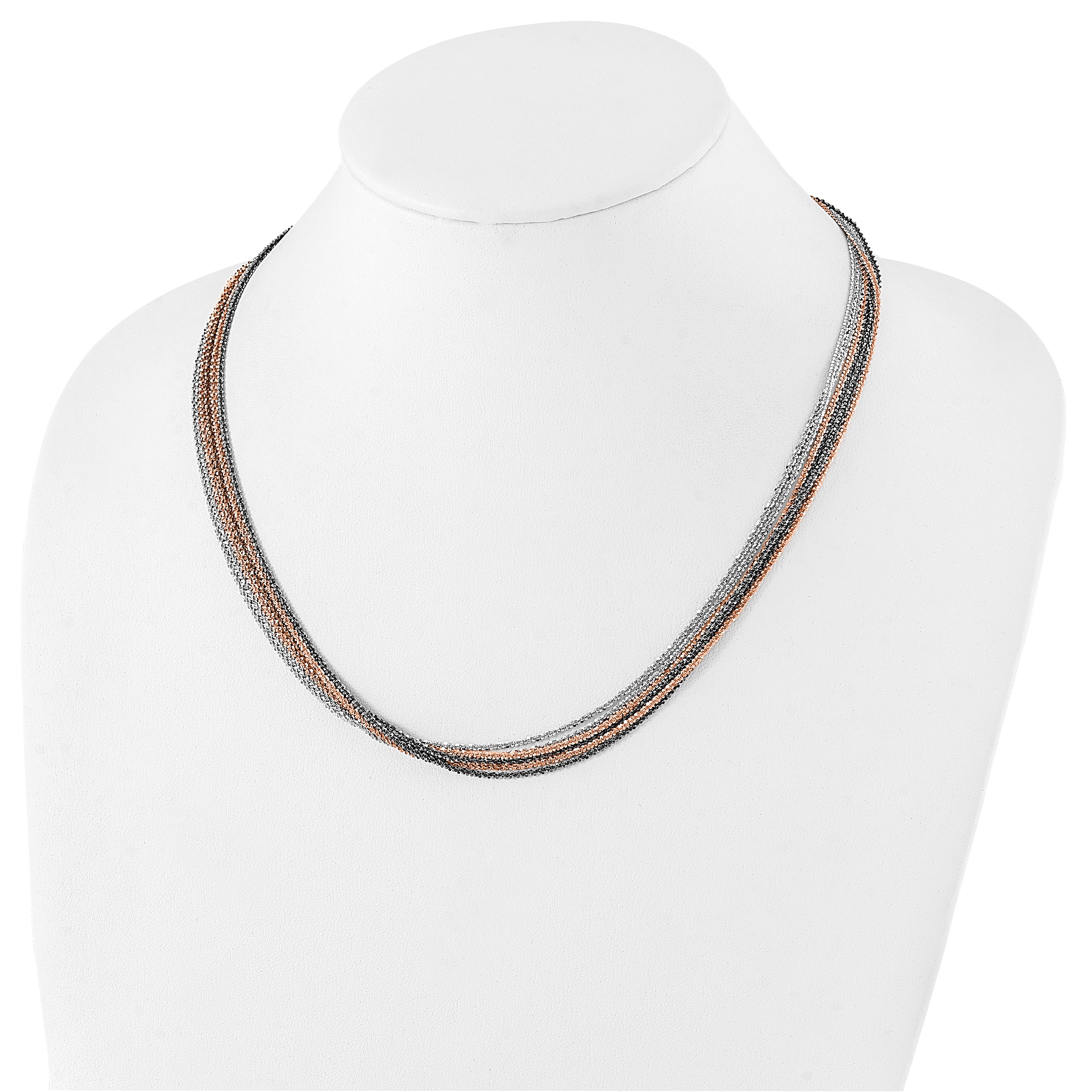 Sterling Silver Ruthenium & Rose-tone Plated w/ 2in ext Necklace