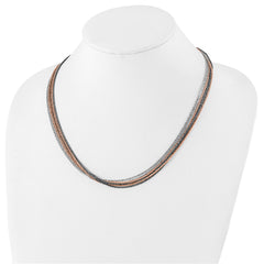 Sterling Silver Ruthenium & Rose-tone Plated w/ 2in ext Necklace