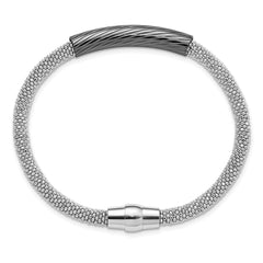 Sterling Silver Ruthenium-plated Bar Mesh Bracelet