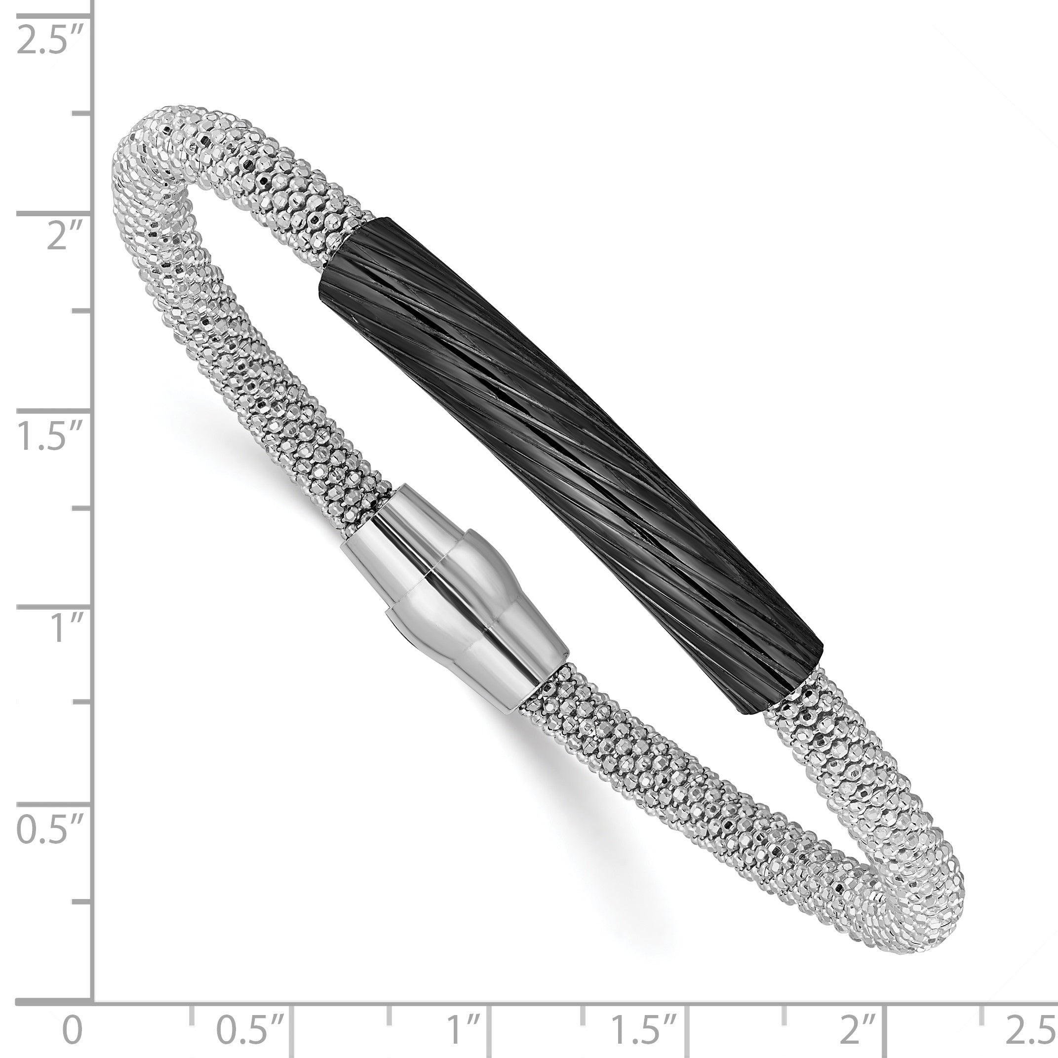 Sterling Silver Ruthenium-plated Bar Mesh Bracelet